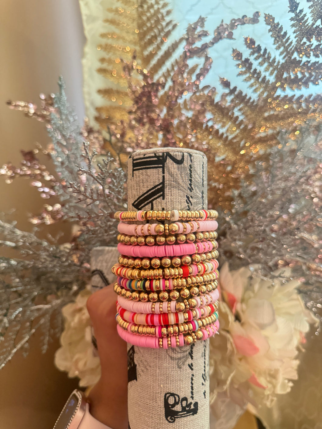 Pink Clay Beaded Bracelets