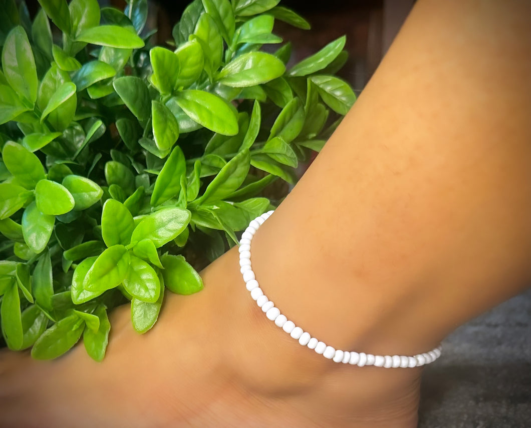 White Beaded Anklet
