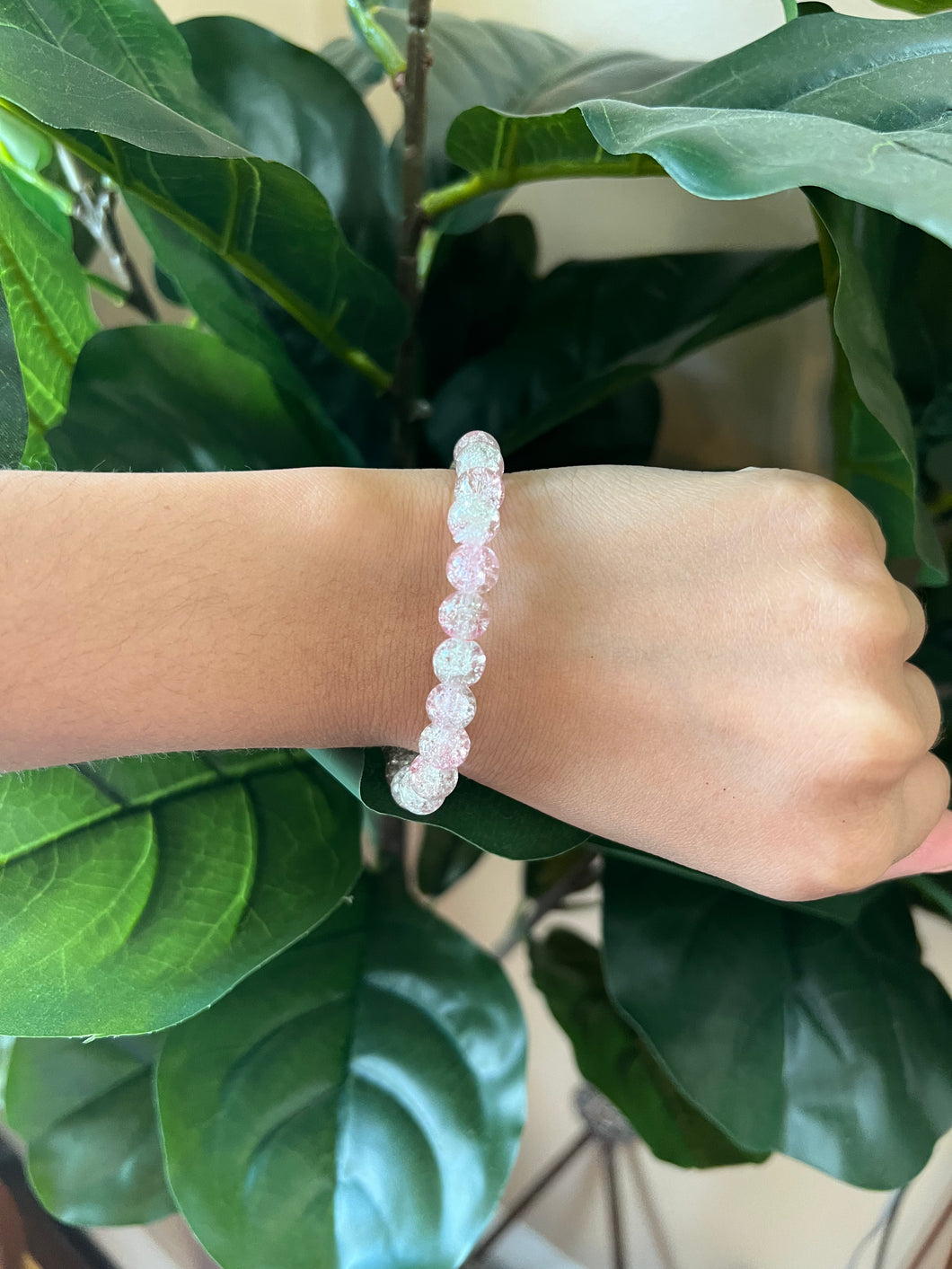 White & a Hint of Pink Crackle