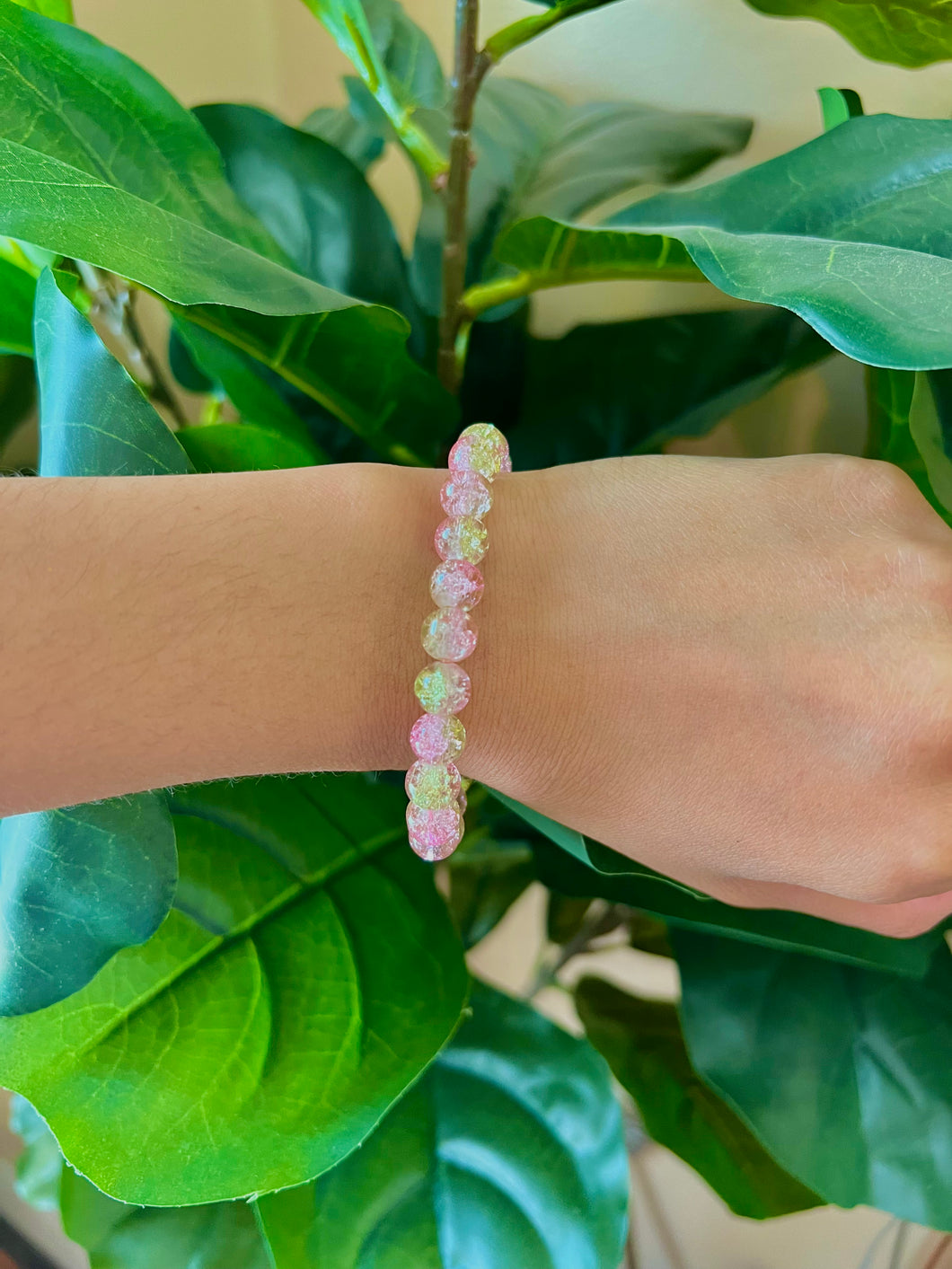 Light Green & Pink Crackle